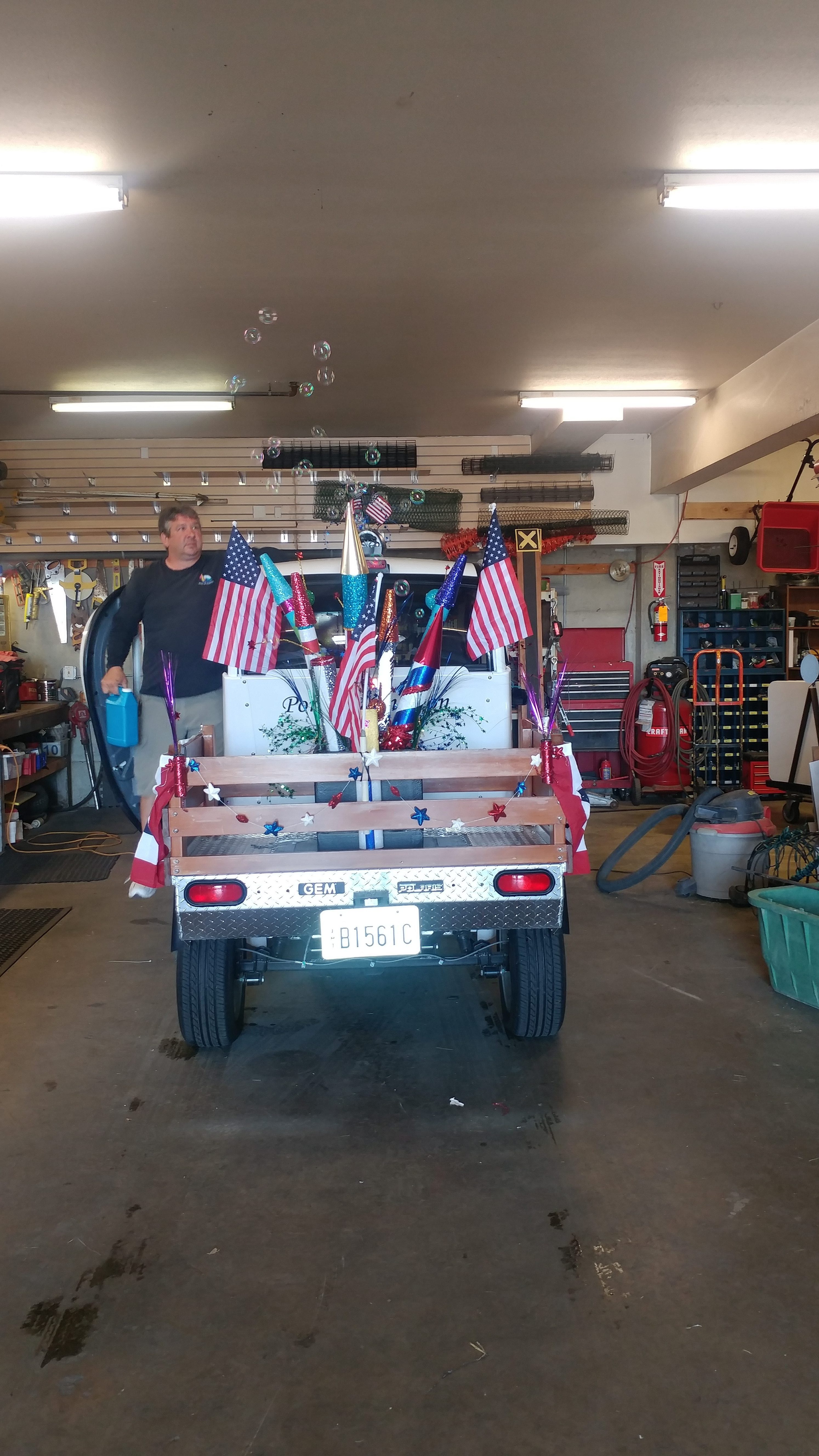 Steve Decorating Electric Car For 4th Of July Parade 2018 Port